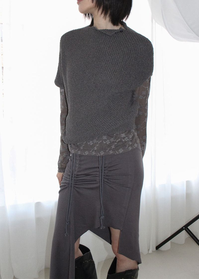LOW SHIRRING CUTOUT SKIRT (2color)