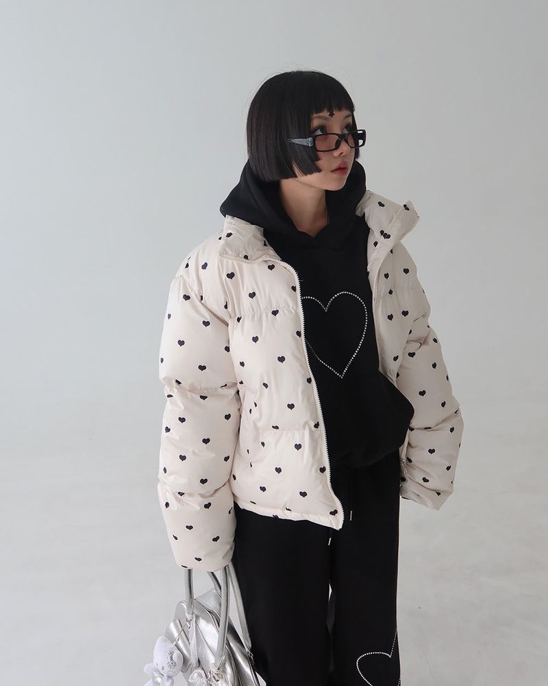 Heart Cubic Napping Hooded & Jogger Two-Piece Set