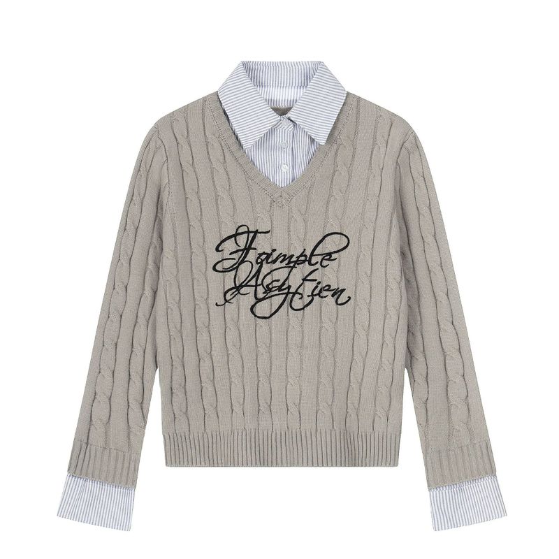 Cozy&Kitsch(コージーアンドキッチ)の「Harlow Shirt-Layer Cable Sweater(Tops)」