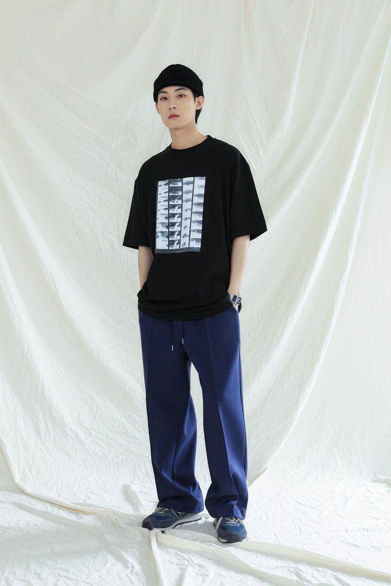 FRONT SEAM 2WAY WIDE SWEAT PANTS NAVY