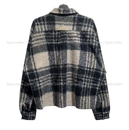 Bronte wool checked crop jacket