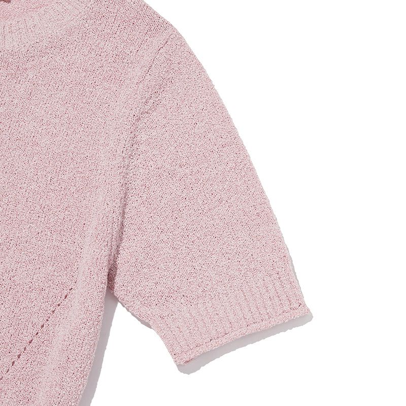 COLLECTION HALF SLEEVE CROP KNIT [PINK]