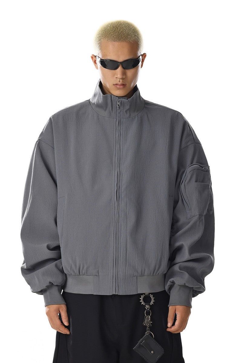 Gray Short Mock Neck Jacket