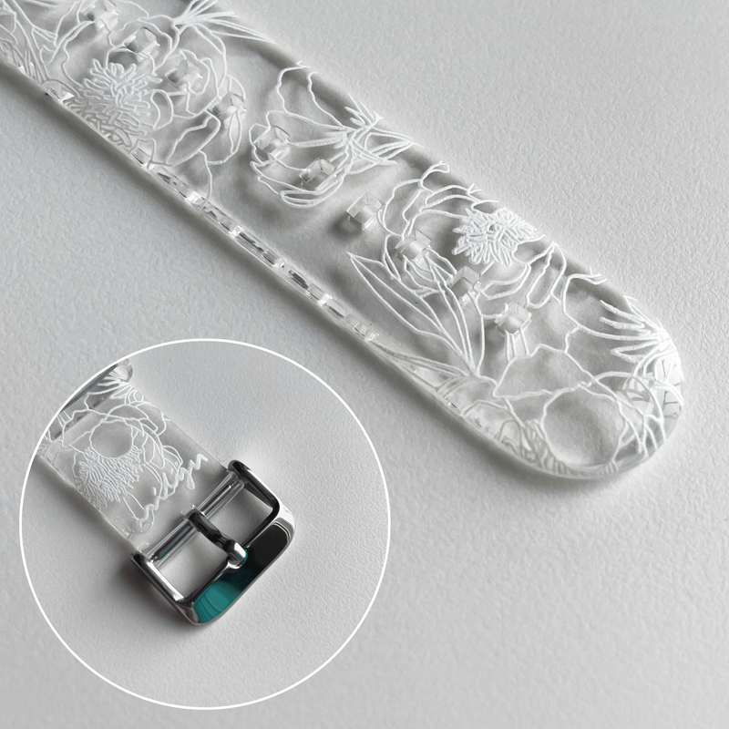 Apple Watch Strap_White Floral Drawing