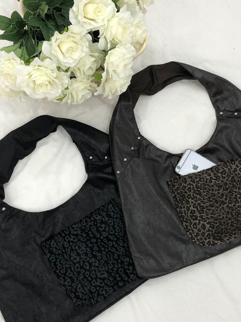 Vintage Pocket Leopard Fur Shoulder Bag
