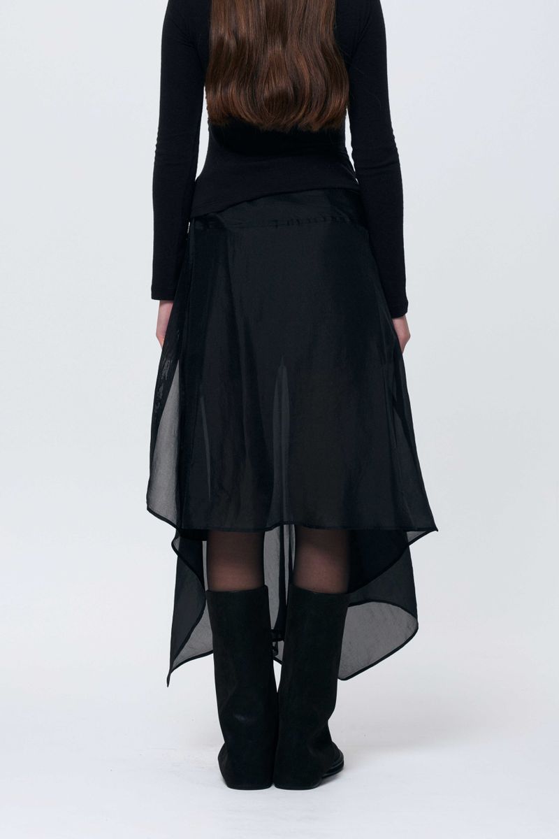 ELAN LINE WRAP SKIRT / BLACK