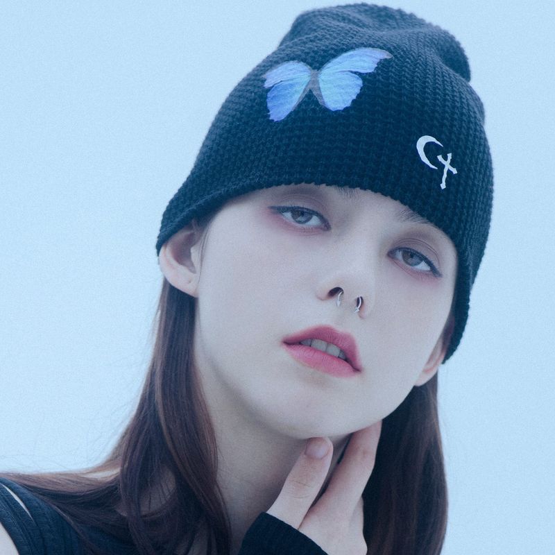 CLUT STUDIO（クラットスタジオ）の「1 4 butterfly beanie - BLACK（Hats）」
