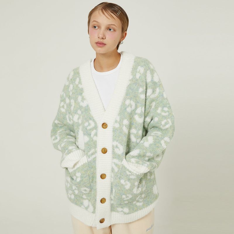 YK leopard knit cardigan