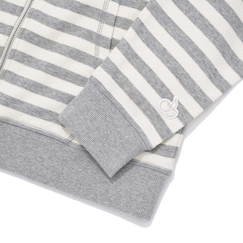 STRIPE HOODIE ZIP UP [OAT MEAL]