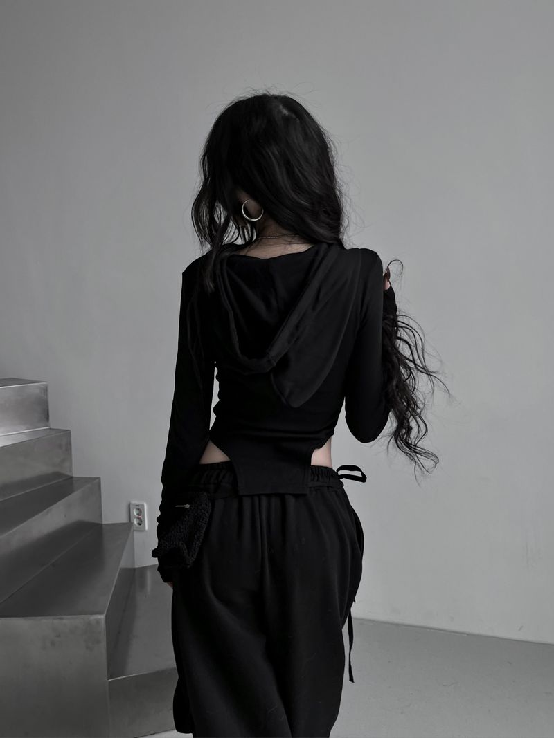 snap arch hooded bodysuit (fleece-lined)