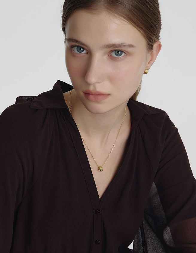 26SS★ Triple Silver Cutout Necklace S