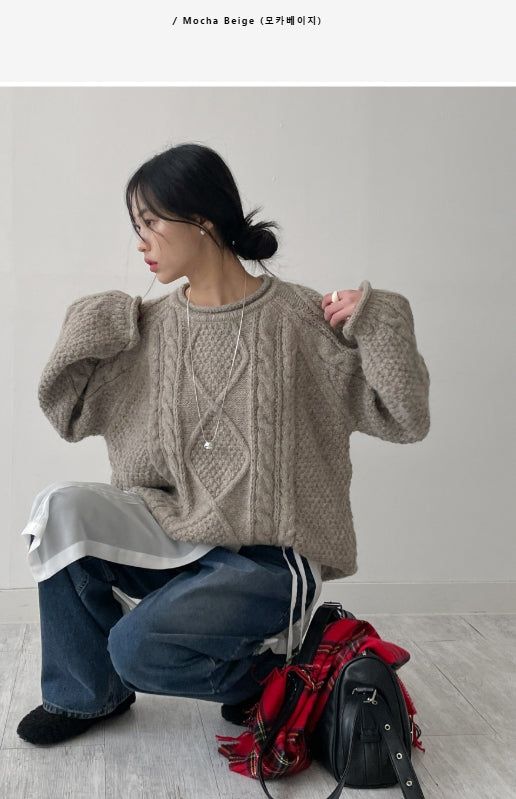 INCHANT ME(インチャントミー)の「Rolling Cable Overfit Knit(Tops)」