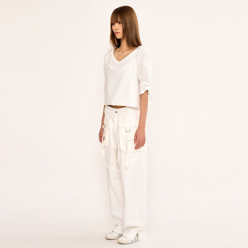 Layered Pocket Pant - White