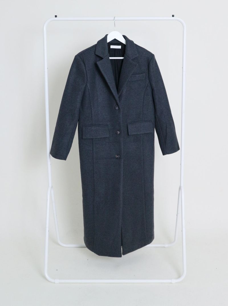 Stutch Solid Wool Long Coat (Lining Fleece-lined)
