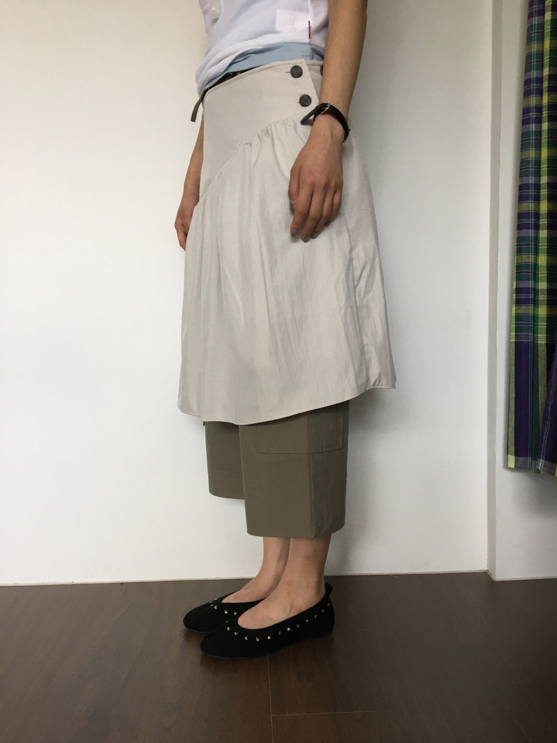 Marine button midi skirt (3color)