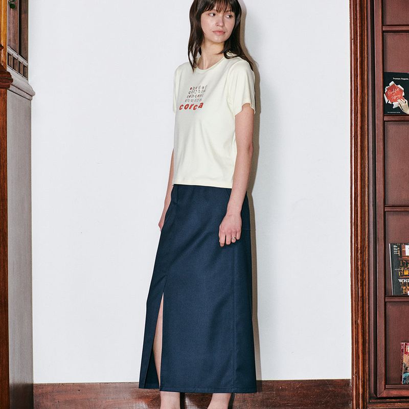 Front Slit Skirt Navy