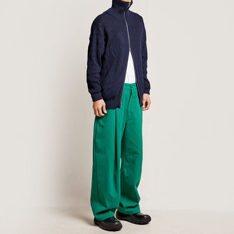 DAMP WIDE FIT ONE TUCK PANTS_GREEN