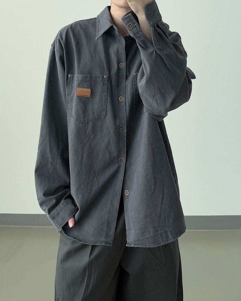 Drain Patch Work Shirt Jacket
