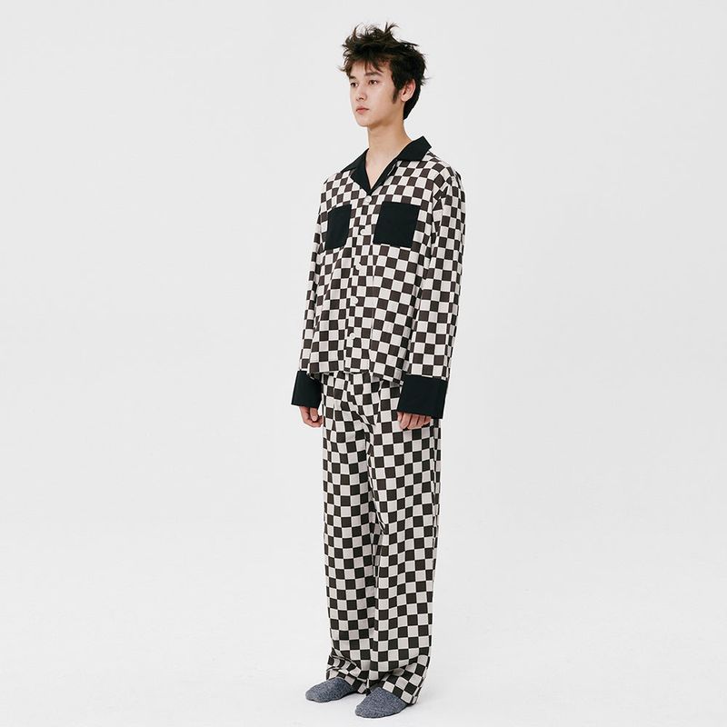(M) Black Grid PJ Pants