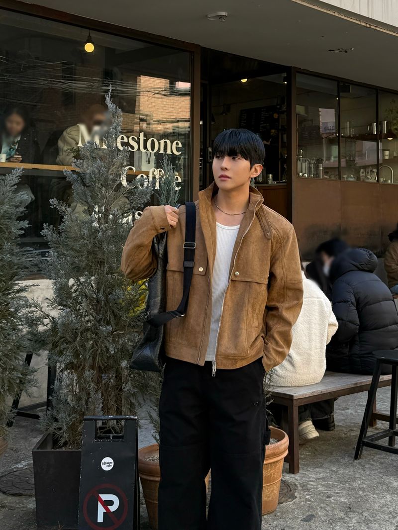 Ber suede collar neck jacket