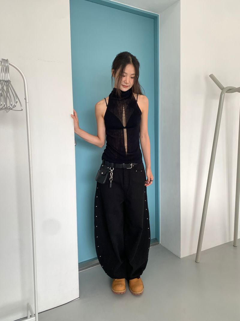 SEE-THROUGH HALTER SLEEVELESS (4C)