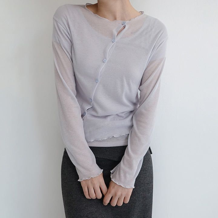 [Korenda] Wave Diagonal Long-Sleeve Cardigan - 4 Colors