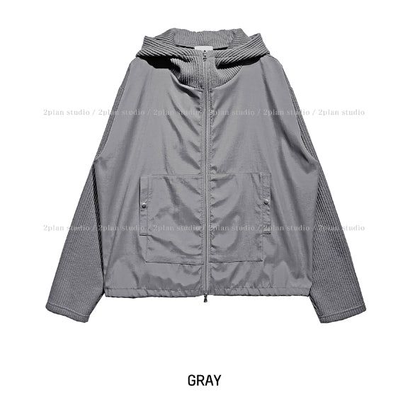 Tech Color Matching High Neck Hood Zip-Up
