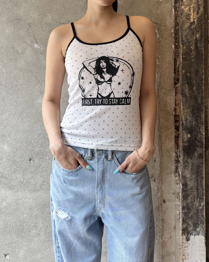 TRY TO STAY CALM Sleeveless (WHITE)