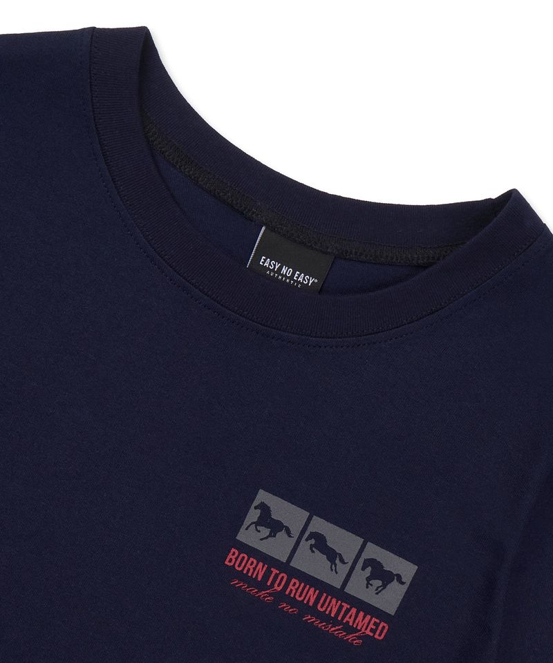 horse box cropped T-shirt - Navy
