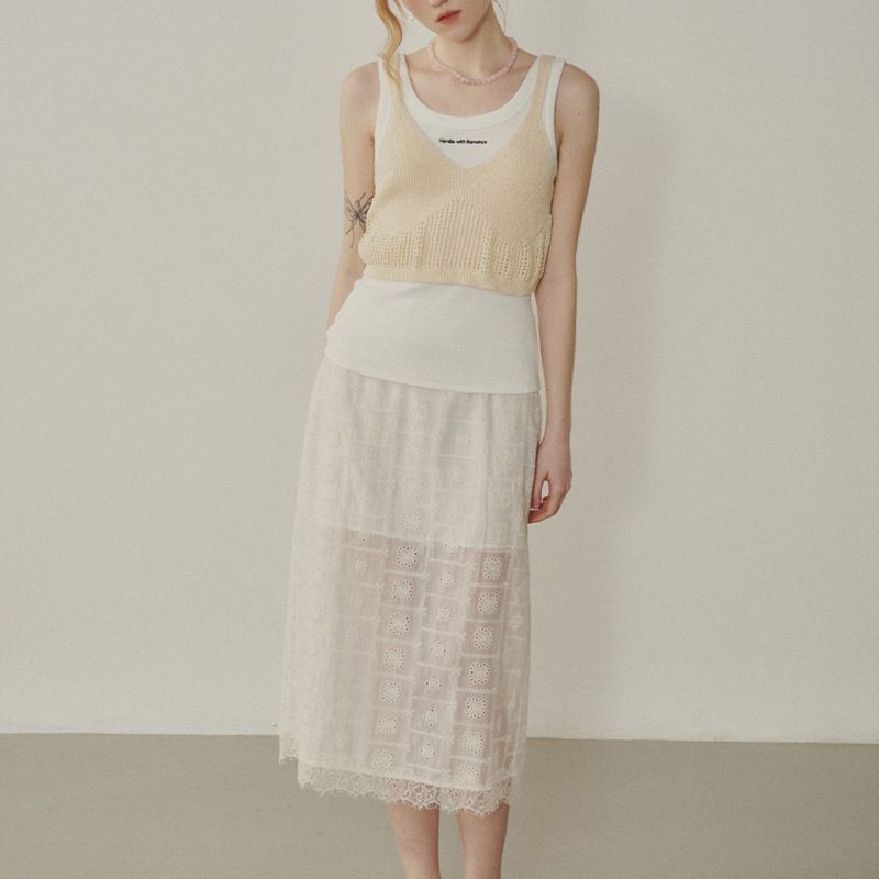 Ribbed Jersey Lettering Sleeveless T-shirt