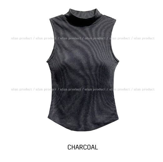 Perry Ribbed Half Turtleneck Sleeveless (With Cup)