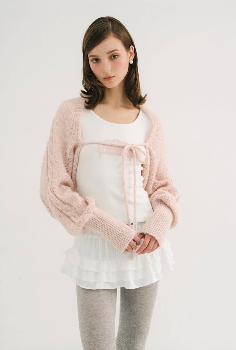 threetimes（スリータイムズ）の「Creamy knit bolero - pink  （Tops）」
