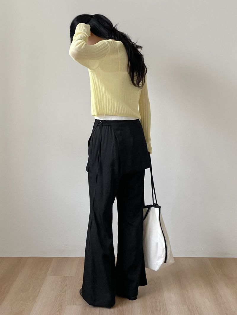 Satin Wrap Bootcut Wide Pants