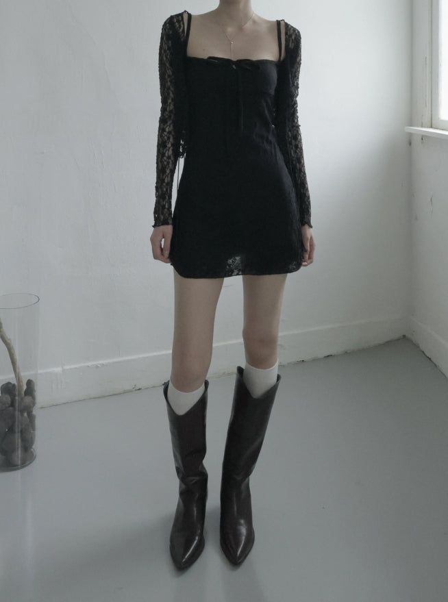 Muse Embossed See-through Lace Cardigan