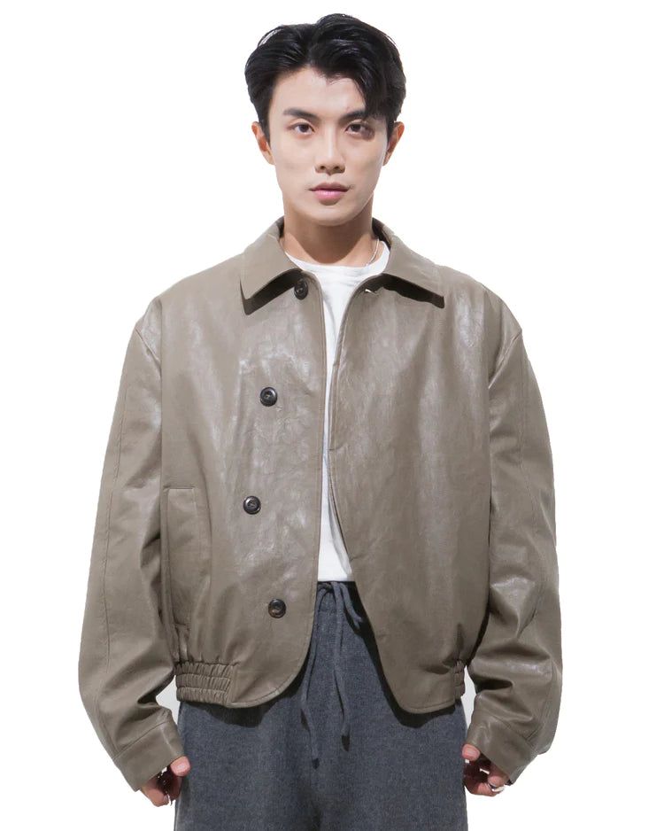 MAGNOLIA（マグノリア）の「ウェーブレザージャケット-KHAKI （送料込）- WooStore（Jackets/Outerwear）」