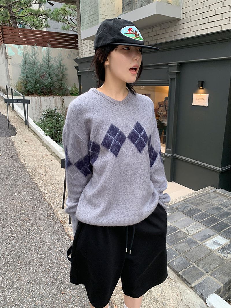 BRUSH ARGYLE KNIT (3C)