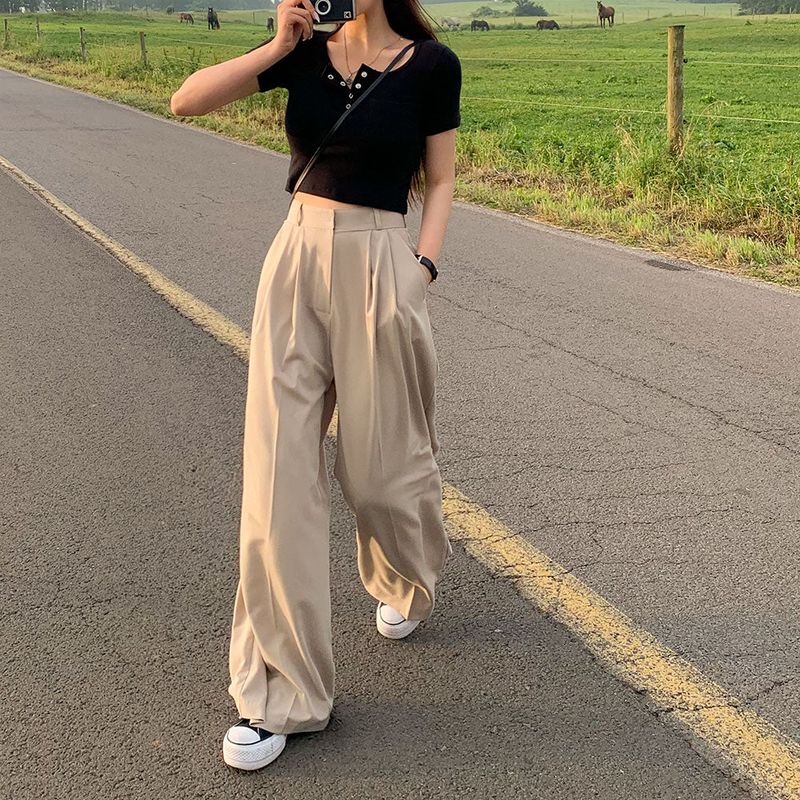 [Bellide made / Short, Long] Summer version two-pintuck wide slacks