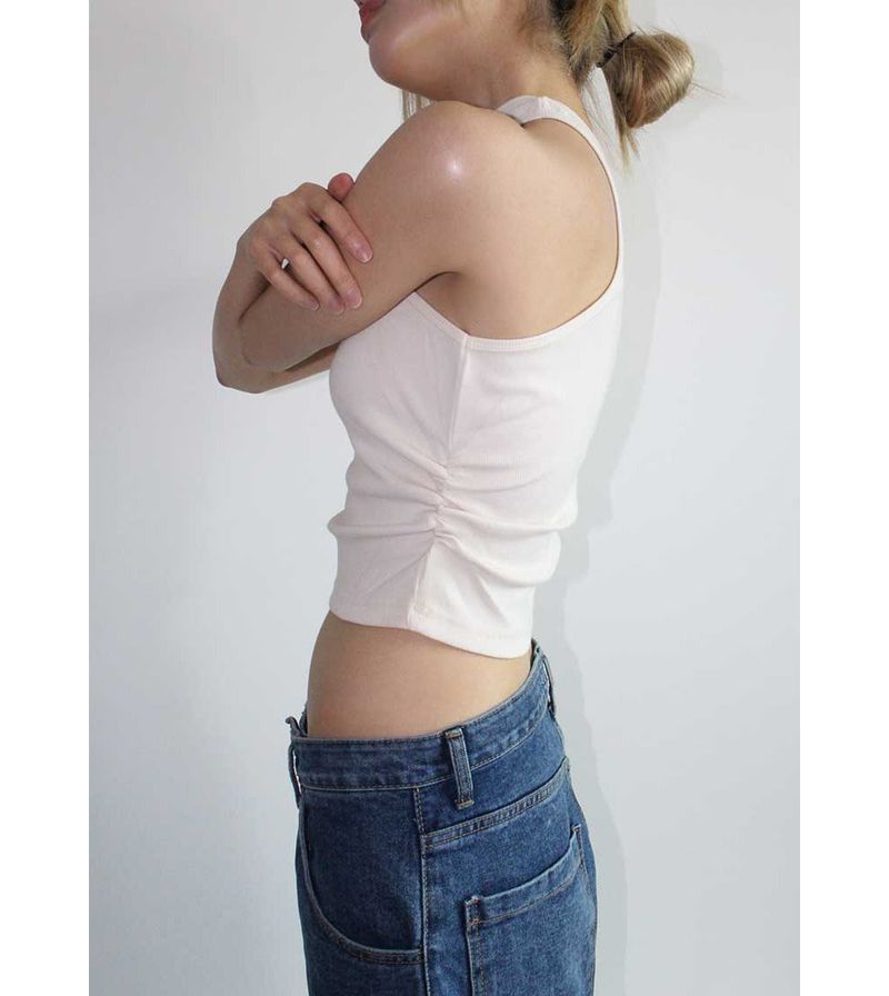 CUT OUT SHIRRING SLEEVELESS