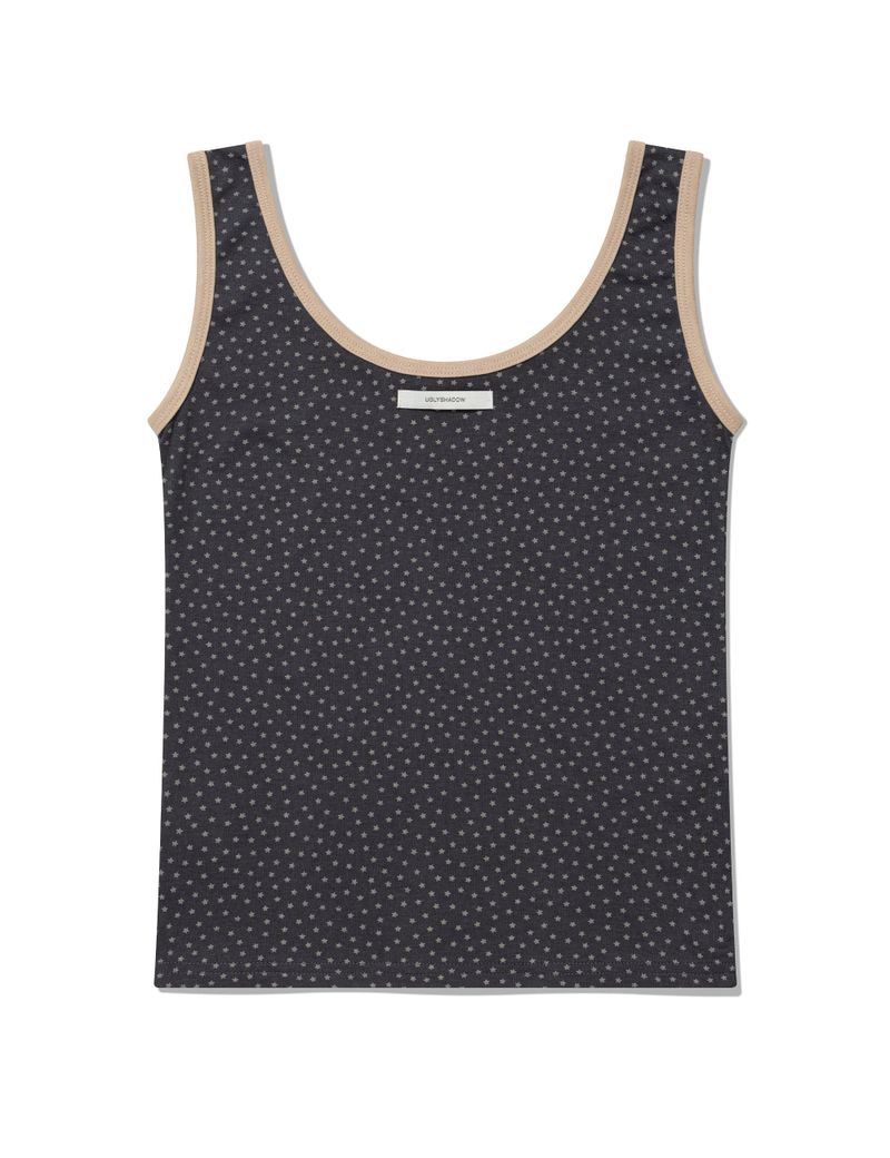 STAR CONTRAST SLEEVELESS(CHARCOAL)