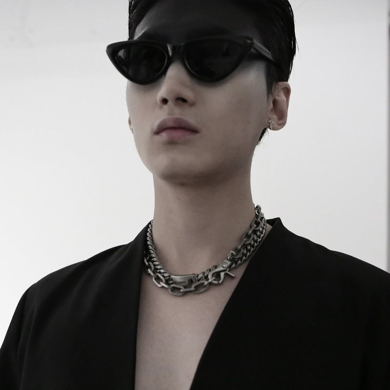 [BLESSEDBULLET]11mm round chain link necklace_dark silver