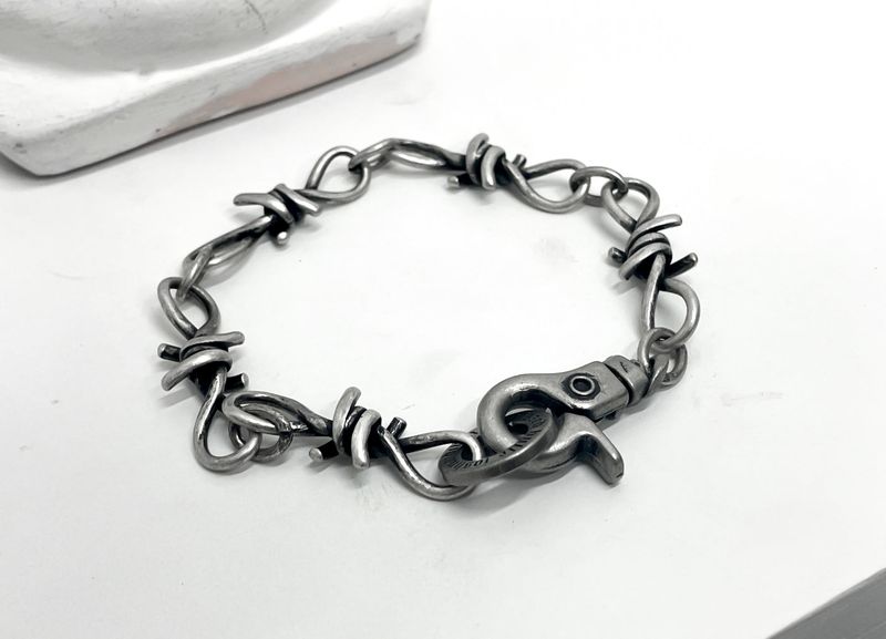 [BLESSEDBULLET]10mm thron link bracelet_vintage silver