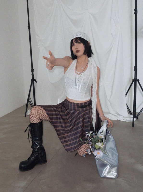 VIVIC（ビビク）の「VINTAGE STRIPE ASYMMETRICAL BUCKLE WRAP SKIRT（Skirts）」