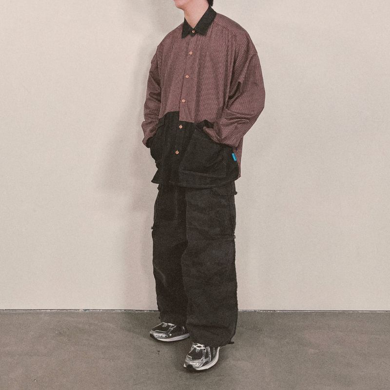 switch panel check shirt_black