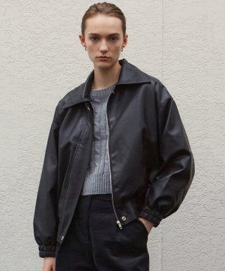 VEGAN LEATHER BLOUSON_BLACK