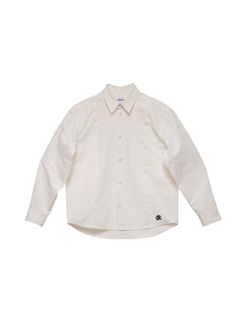 6CRAYON(シックスクレヨン)の「6CRAYON Patchwork Basic Beige Cotton Poplin Embroidered Shirt(Tops)」