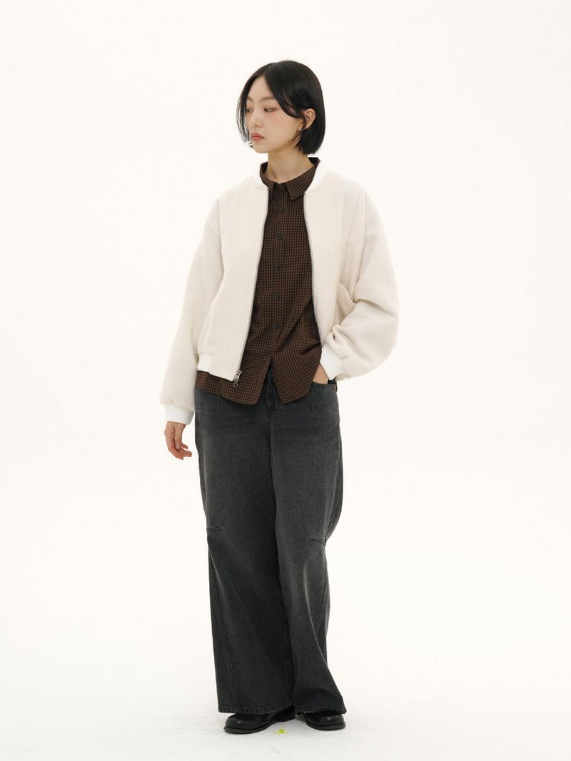 BLACK DENIM WIDE JEANS