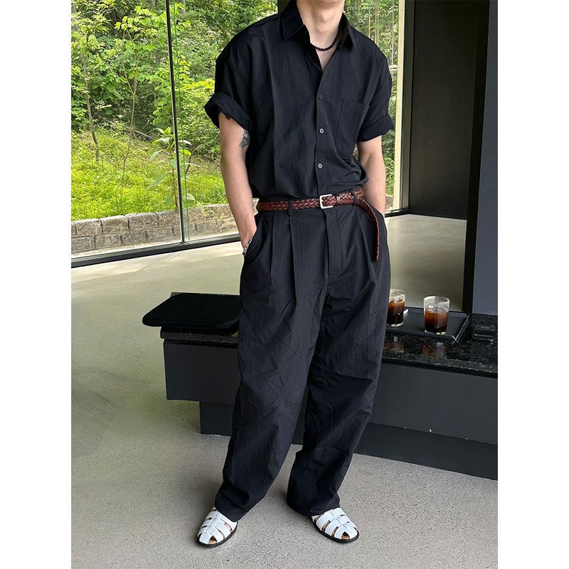 [SET UP Available] Nylon semi wide pants (4color)