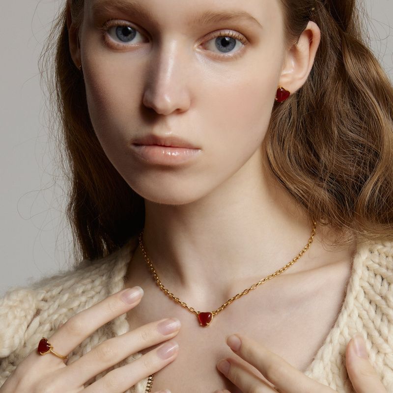 Petite Heart Necklace_Red