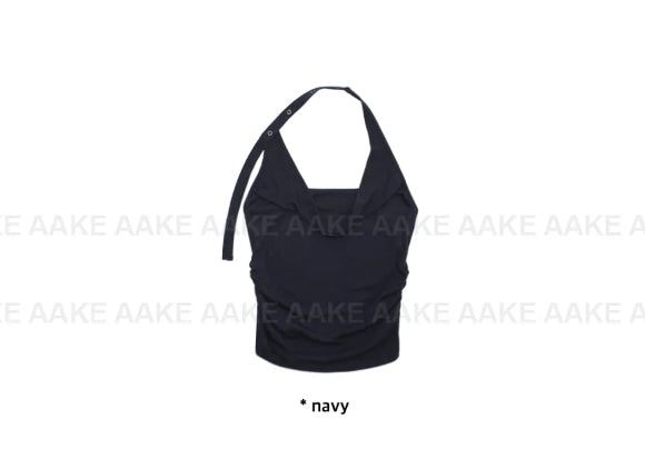STRAP HALTER SHIRRING TOP