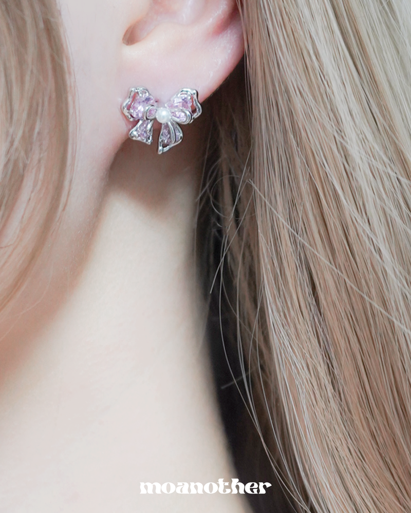 [IDLE Minnie Pick!] Pink Ribbon Cubic Earring